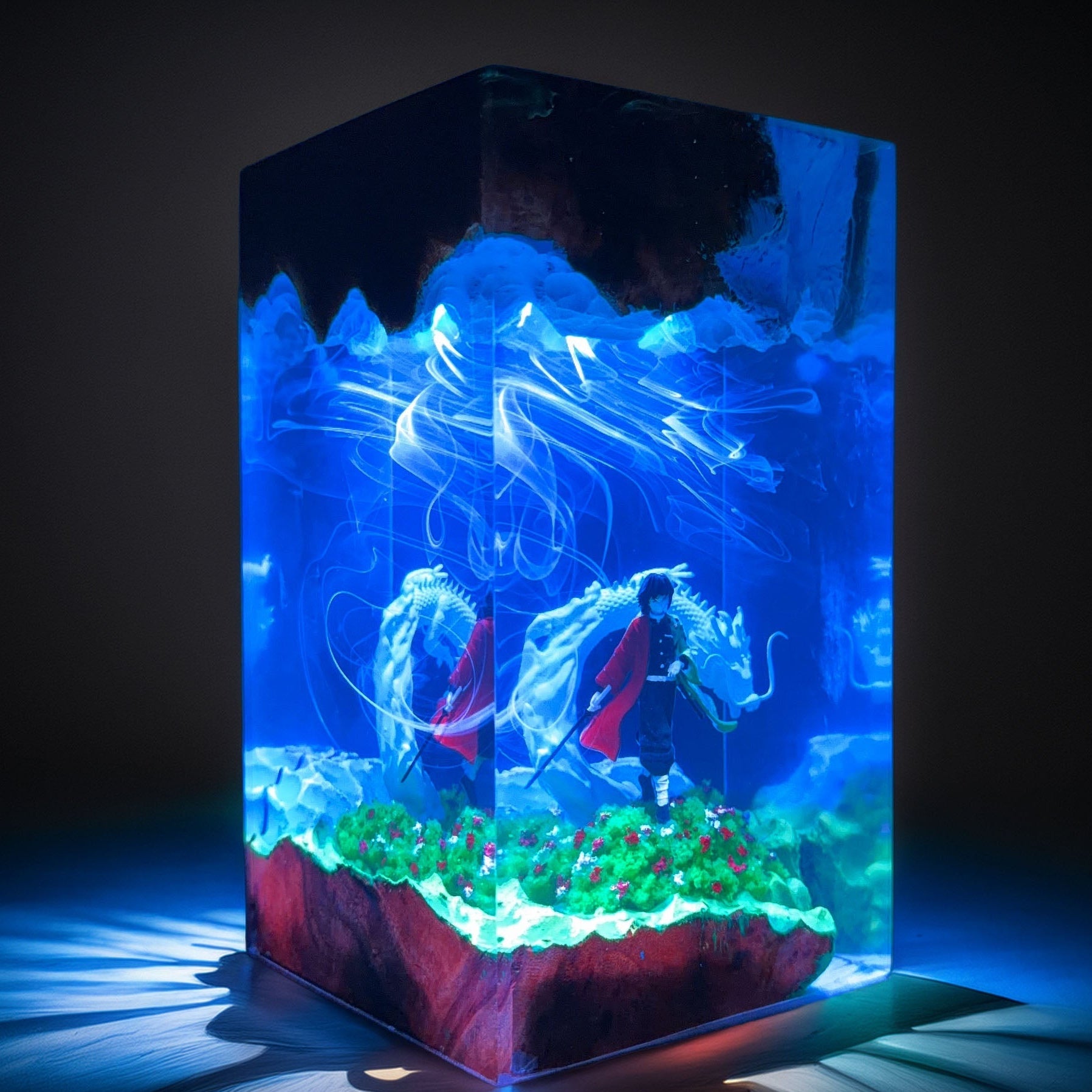 Water Pillar Swordsman Resin Lamp