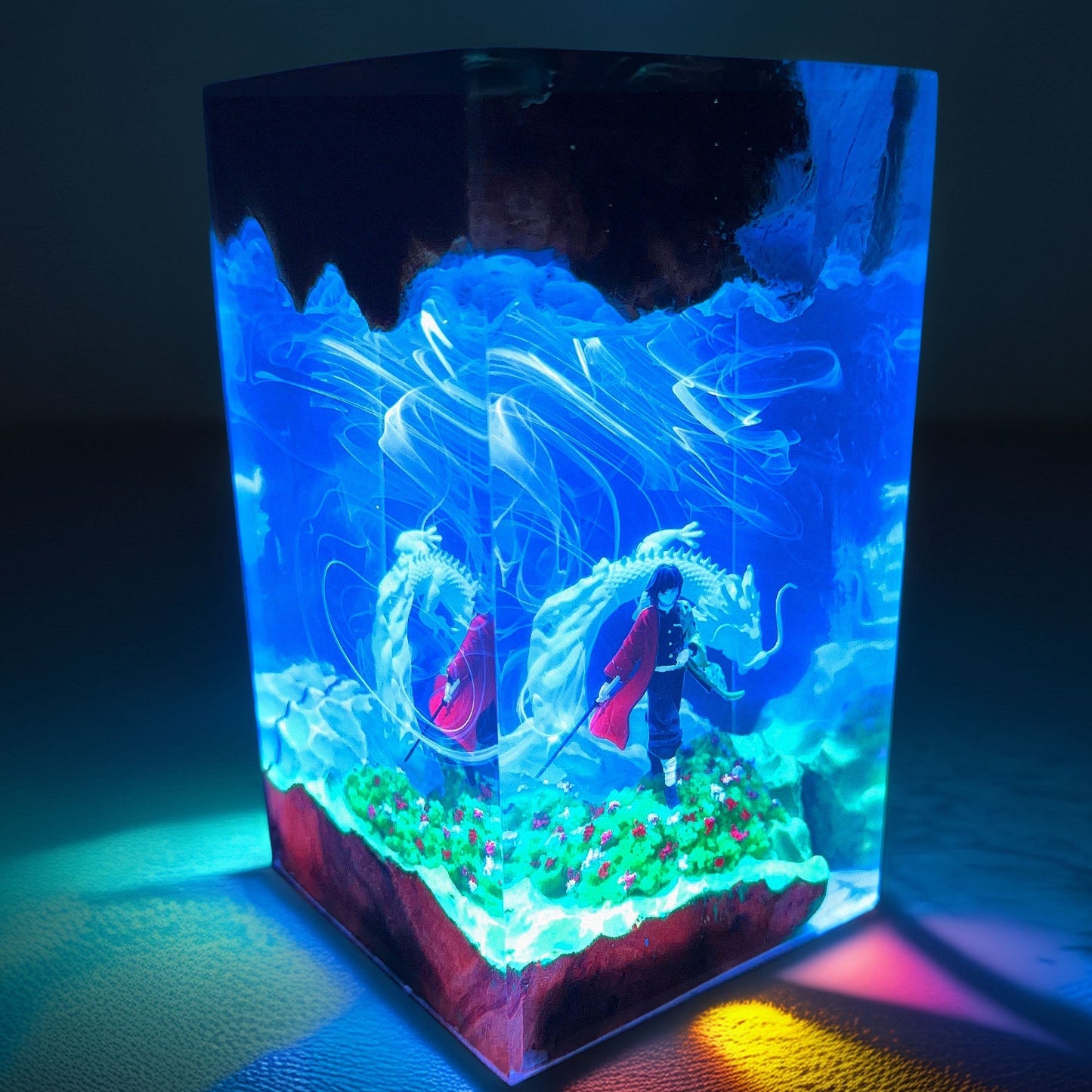 Water Pillar Swordsman Resin Lamp