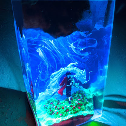 Water Pillar Swordsman Resin Lamp