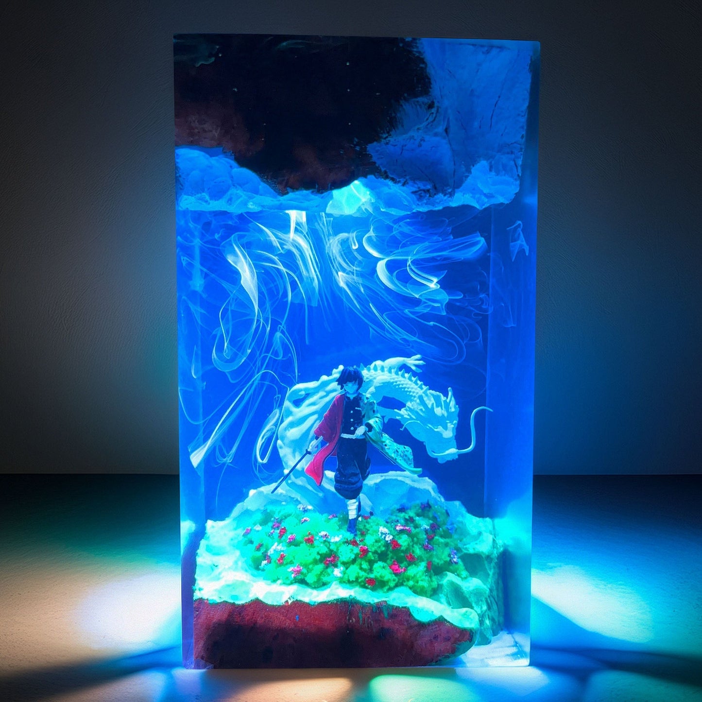 Water Pillar Swordsman Resin Lamp