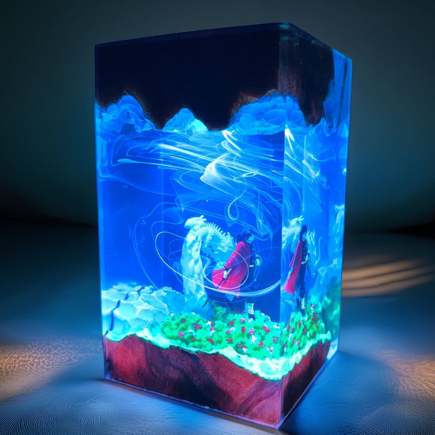 Water Pillar Swordsman Resin Lamp
