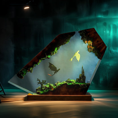 Night Wing Dragon Resin Lamp