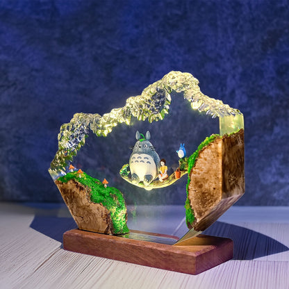 Forest Spirit Owl Forest Swing Resin Epoxy Lamp