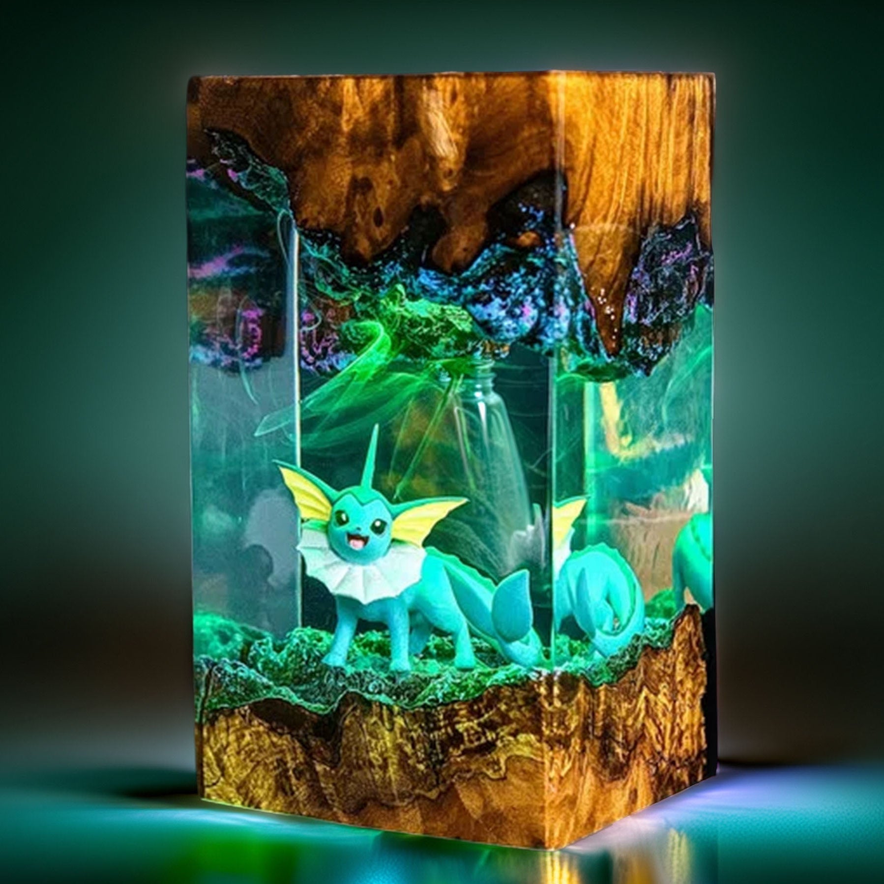 Aqua Mermaid Fox Resin Lamp