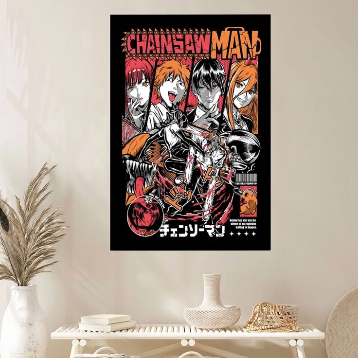 Chainsaw Man Denji Makima Aki Power Retro Manga Poster Size 24''x36''