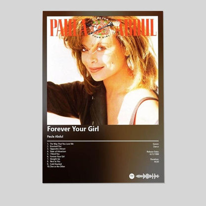 Music Poster - Paula Abdul - Forever Your Girl Album Retro Style - Size 24x36