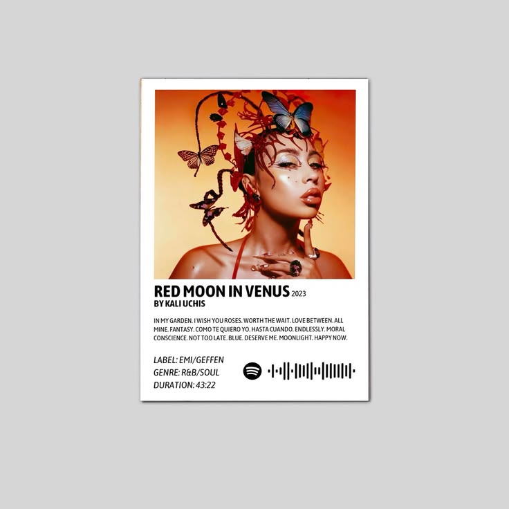 Kali Uchis Red Moon in Venus Ablum Poster Size 24''x36''