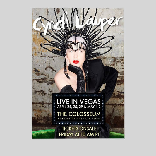 Music Poster Cyndi Lauper Live In Las Vegas The Colosseum 2025 Retro Style - Size 24''x36''