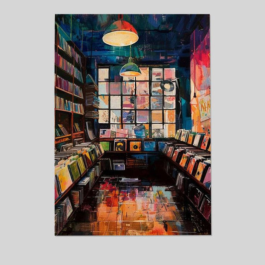 Jefuzh Vinyl Record Store Poster Music Album Cover Wall Art Vintage Aesthetic Prints for Vinyl Record Lovers Living Room Bedroom Wall Decor Size 24''x36''