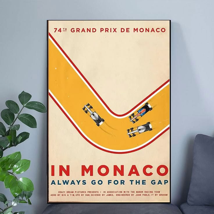 Vintage Grand Prix of Monaco Advertising Poster Full Size 24''x36''
