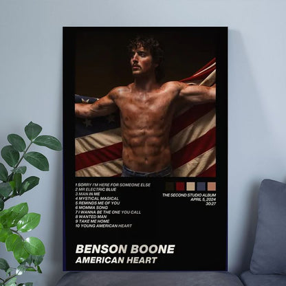 Music Poster Benson Boone Inspired Album Minimal Digital Poster Retro Style - Size 24''x36''