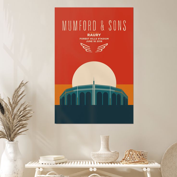 Mumford & Sons poster, Mumford and Sons - Forest Hills Stadium print (with Raury), Rock art, Rock posters  Size 24''x36'' -