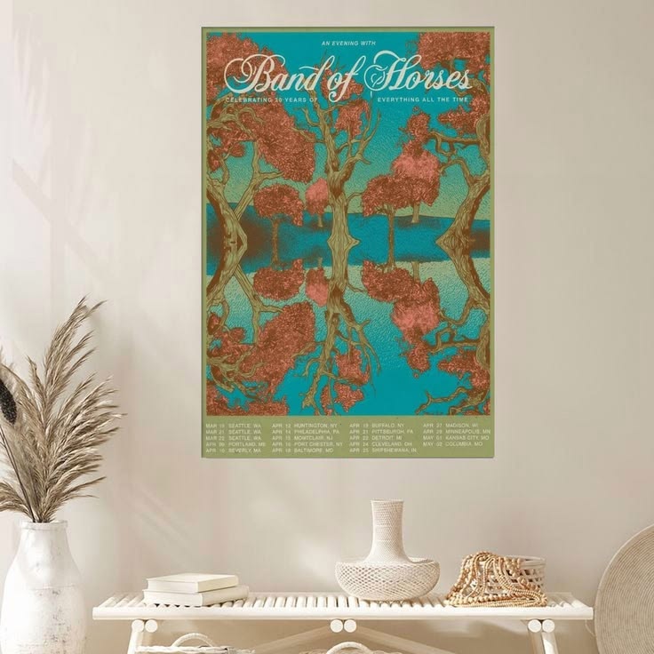 Band Of Horses 20th Anniversary 2026 Tour Schedule  Poster Size 24''x36''