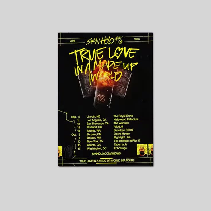 San Holo True Love In A Made Up World Poster, EDM Tour Poster Print, Electronic Music Wall Art, DJ Concert Decor Gift