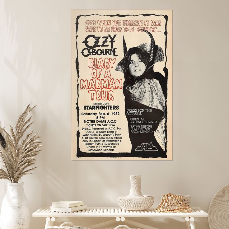 Music Poster- Diary of a Madman Tour Poster - Ozzy Osbourne - Vintage Style - Size 24x36