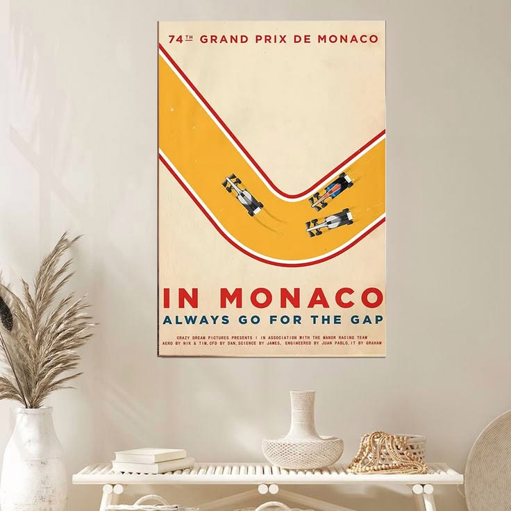Vintage Grand Prix of Monaco Advertising Poster Full Size 24''x36''