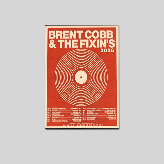 Brent Cobb & The Fixin’s 2026 Tour Poster, Retro Vinyl Tour Print, Vintage Country Concert Wall Art, Retro Music Print Decor
