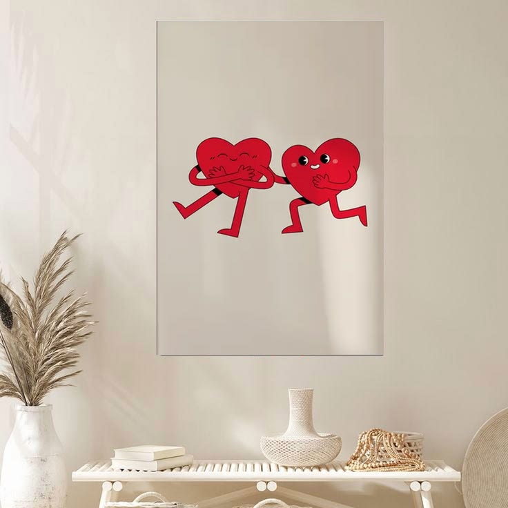 Retro Hearts Art, Valentines Day Poster Full Size 24''x36''