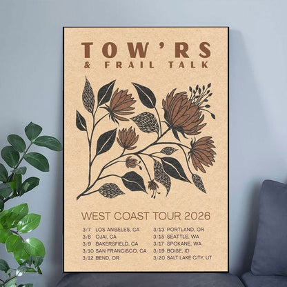 Tow'rs & Frail Talk West Coast Tour 2026 Poster Size 24''x36''