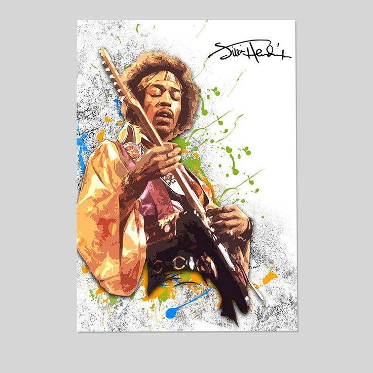 Jimi Hendrix Great Gift For Musicians, Guitarists and Rock n Roll Fans - Retro Chic Home Decor Size 24''x36''