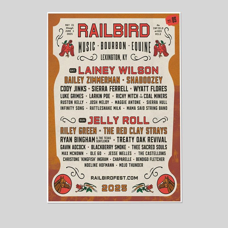 LAINEY WILSON JELLY ROLL RILEY GREEN Railbird Festival 2025 Ltd Ed RARE Poster Size 24''x36''