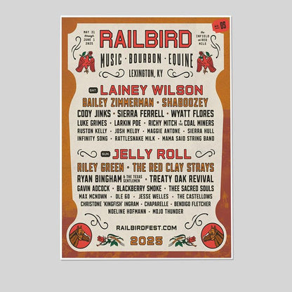 LAINEY WILSON JELLY ROLL RILEY GREEN Railbird Festival 2025 Ltd Ed RARE Poster Size 24''x36''
