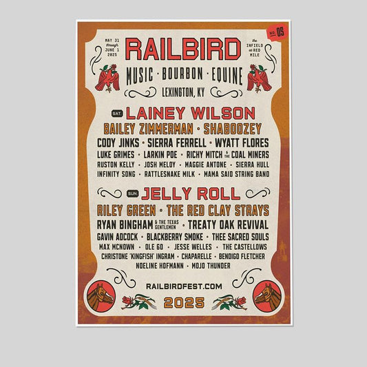 LAINEY WILSON JELLY ROLL RILEY GREEN Railbird Festival 2025 Ltd Ed RARE Poster Size 24''x36''