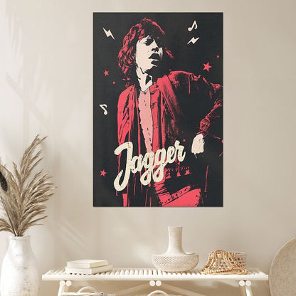 Music Poster - Mick Jagger 80s 90s Retro Style - Size 24x36