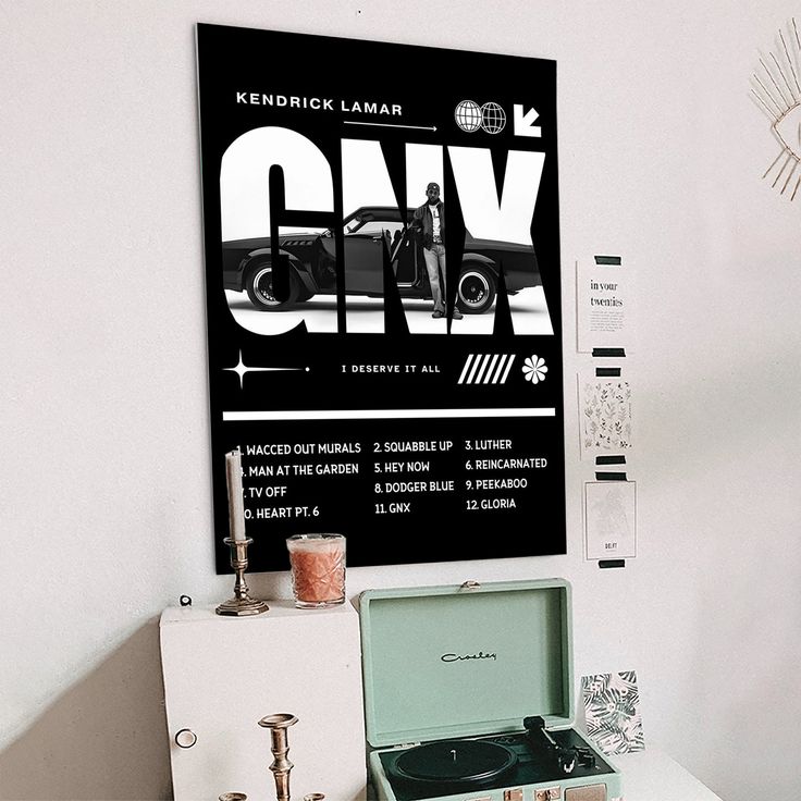 Kendrick Lamar GNX Poster Black and White Rapper Hip Hop Wall Art Teen Boy Room Girl Room Size 24''x36''