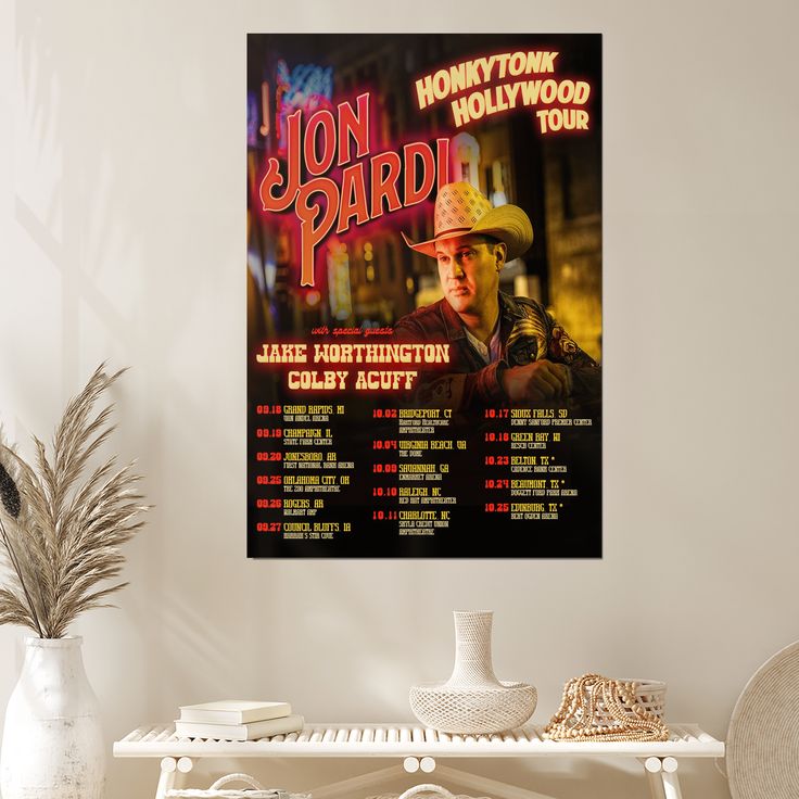 Jon Pardi Honkytonk Hollywood Tour TX Size 24''x36''