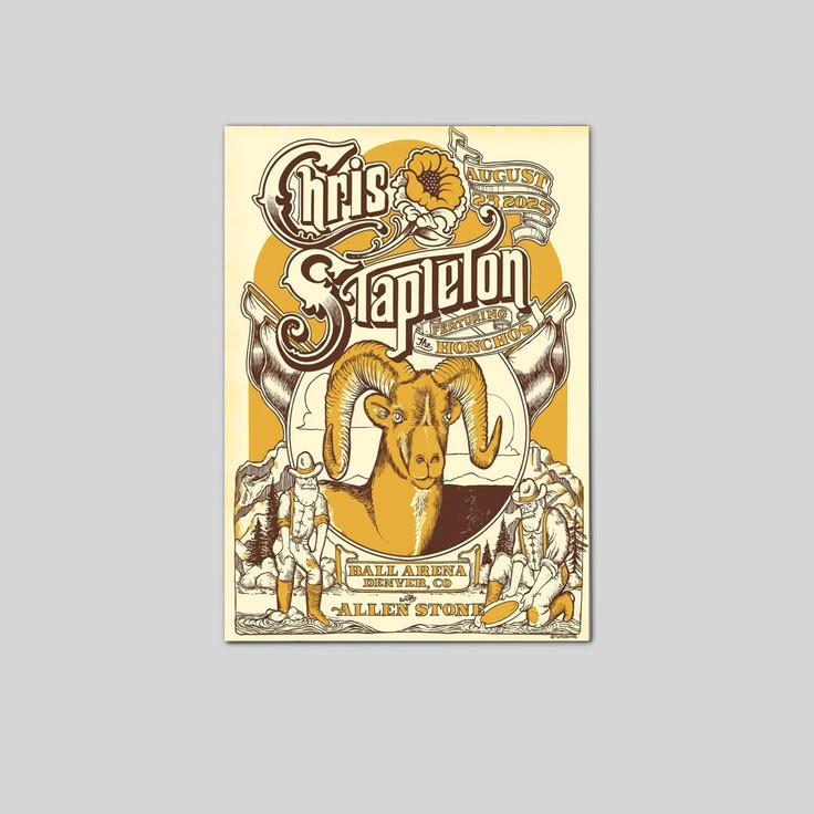 Chris Stapleton Concert Poster Ball Arena Denver Co Featuring Allen Stone Size 24''x36''