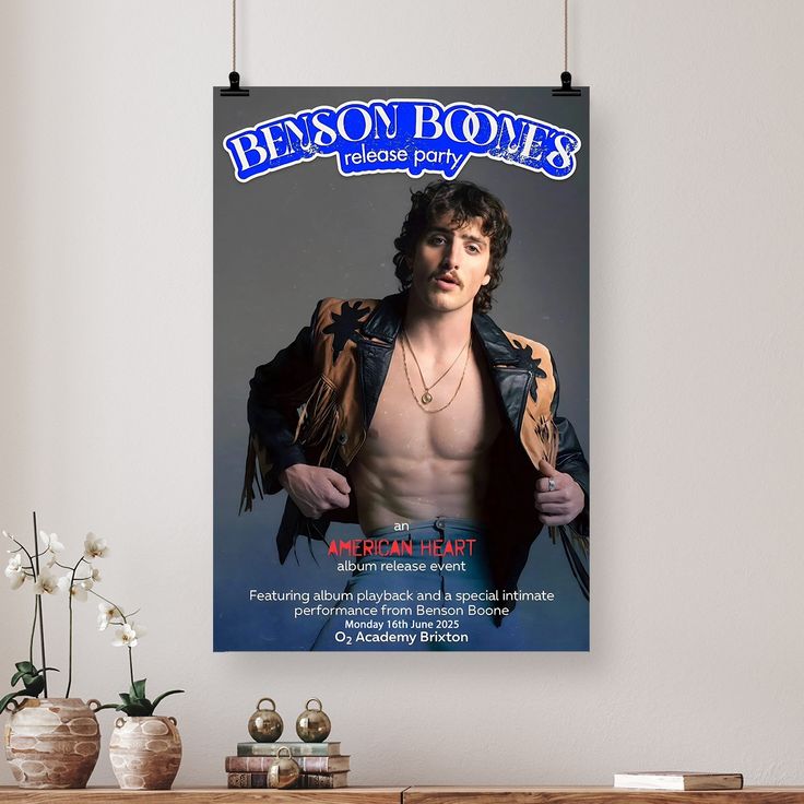 Music Poster Benson Boone American Heart 2025 Album Release Tour London Poster