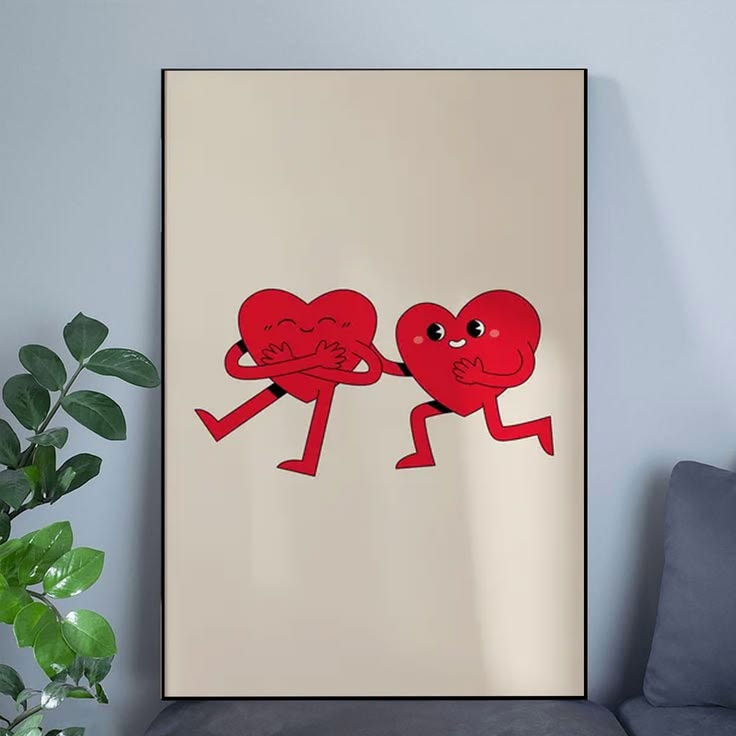 Retro Hearts Art, Valentines Day Poster Full Size 24''x36''