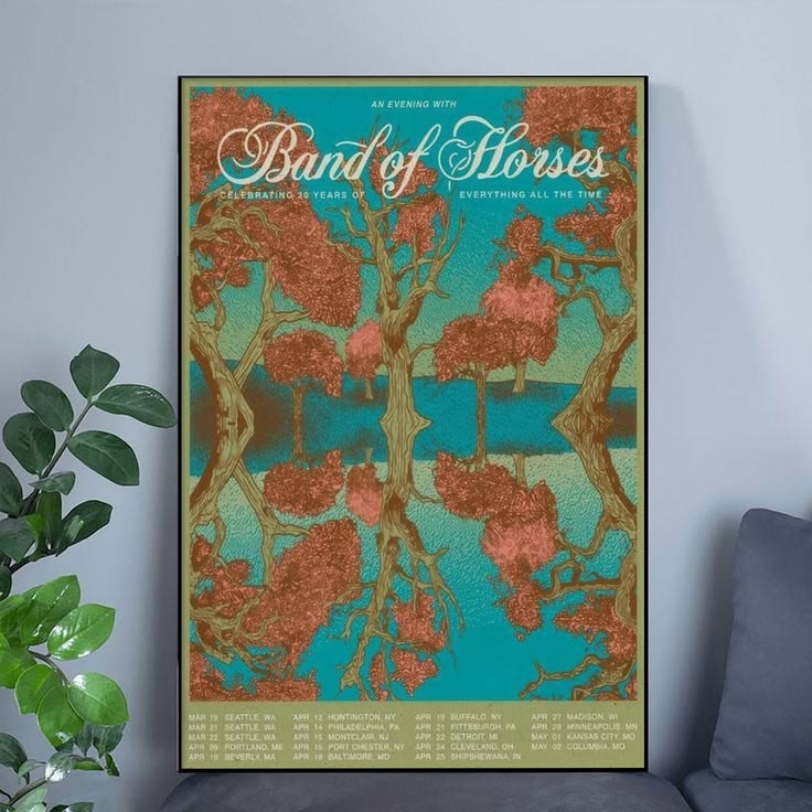 Band Of Horses 20th Anniversary 2026 Tour Schedule  Poster Size 24''x36''