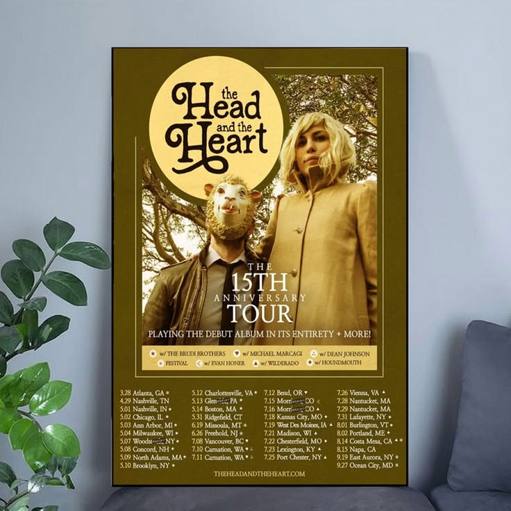 The Head and the Heart 15th Anniversary Tour 2026 Schedule Poster Size 24''x36''