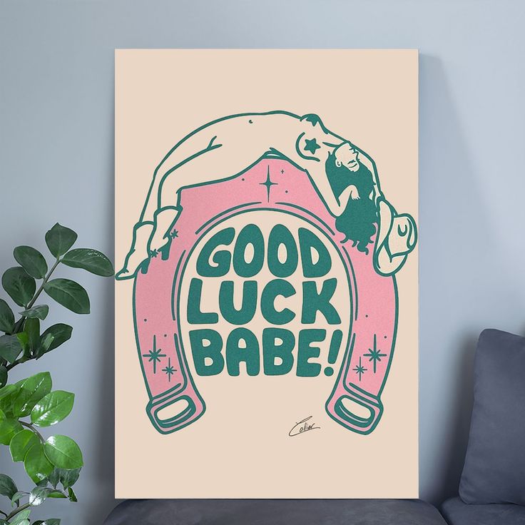 Good Luck Babe, Cowgirl Giclée Fine Art Print, Retro Cowgirl Art, Vintage Cowgirl Wall Art Retro Style - Size 24''x36''