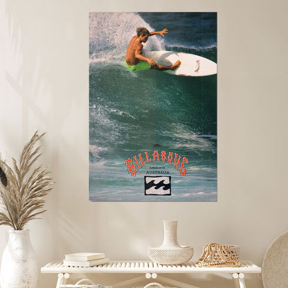 Surfing Poster -1990 BILLA..BONG Surfing Poster - Vintage Style - Size 24x36
