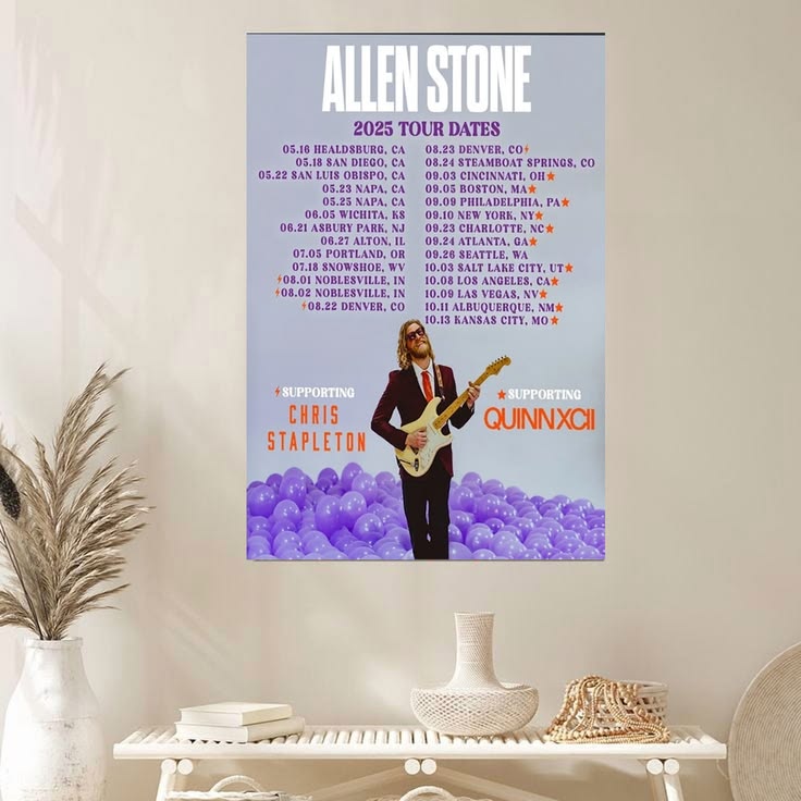 Allen Stone 2025 Tour Dates Poster Concert Size 24''x36''