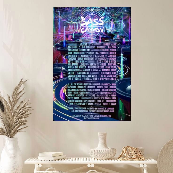 Bass Canyon Festival Poster, EDM Lineup Wall Art, Excision Inspired Concert Print, Dubstep Music Decor, Rave Festival Gift