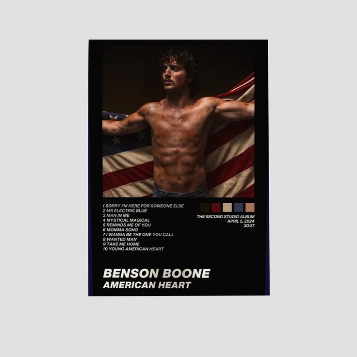 Music Poster Benson Boone Inspired Album Minimal Digital Poster Retro Style - Size 24''x36''