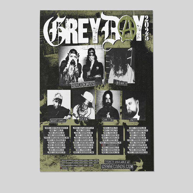 $uicideboy$ 2025 Grey Day Tour poster - Suicideboys music concert Size 24''x36''