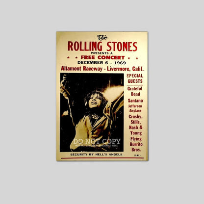 The Stones Altamont Concert Poster 11 X 17 - Legendary 1969 Music Festival - Featuring Most Incredible Rock Acts Of The Era Size 24''x36''