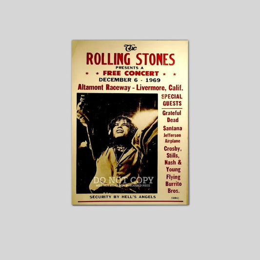 The Stones Altamont Concert Poster 11 X 17 - Legendary 1969 Music Festival - Featuring Most Incredible Rock Acts Of The Era Size 24''x36''