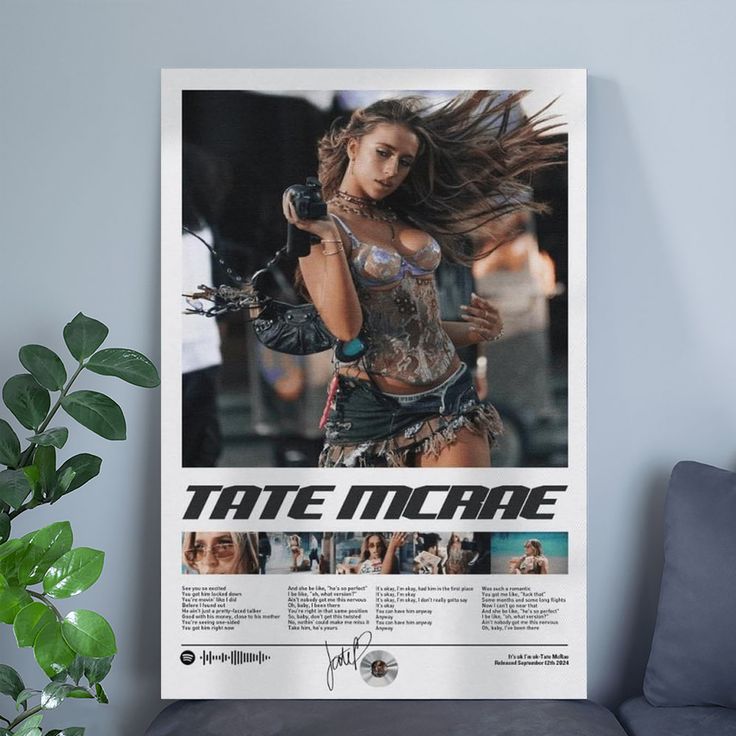 Tate McRae It's Ok I'm Ok Posters & Prints on Canvas Wall Art Poster for Room Decor Size 24''x36''