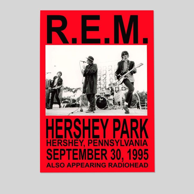 R.E.M. REPLICA HERSHEY PARK 1995 CONCERT POSTER Size 24''x36''