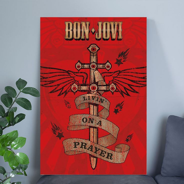 Bon Jovi - Music Poster (Livin' On A Prayer) Poster Size 24''x36''