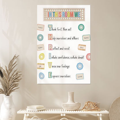 Carson Dellosa True to You 62-Piece In This Room We Thrive Bulletin Board Set, Motivational Bulletin Board Set With Positive Sayings for Growth Mindset Bulletin Board and Classroom Décor Retro Style - Size 24''x36''
