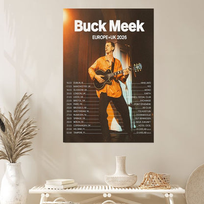 Music Poster Big Thief Buck Meek Music Europe Tour 2026 Retro Style - Size 24''x36''