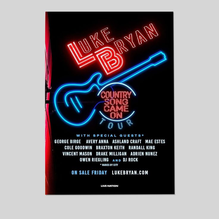 Luke Bryan "Country Song Came On" Tour 2025 Concert Poster Size 24''x36''