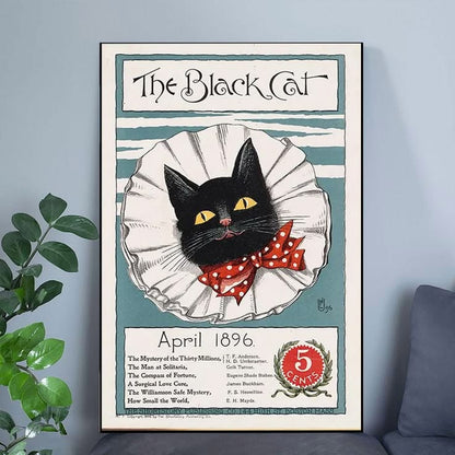 The Black Cat Art, Vintage Art Poster April 1896 Poster Full Size 24''x36''